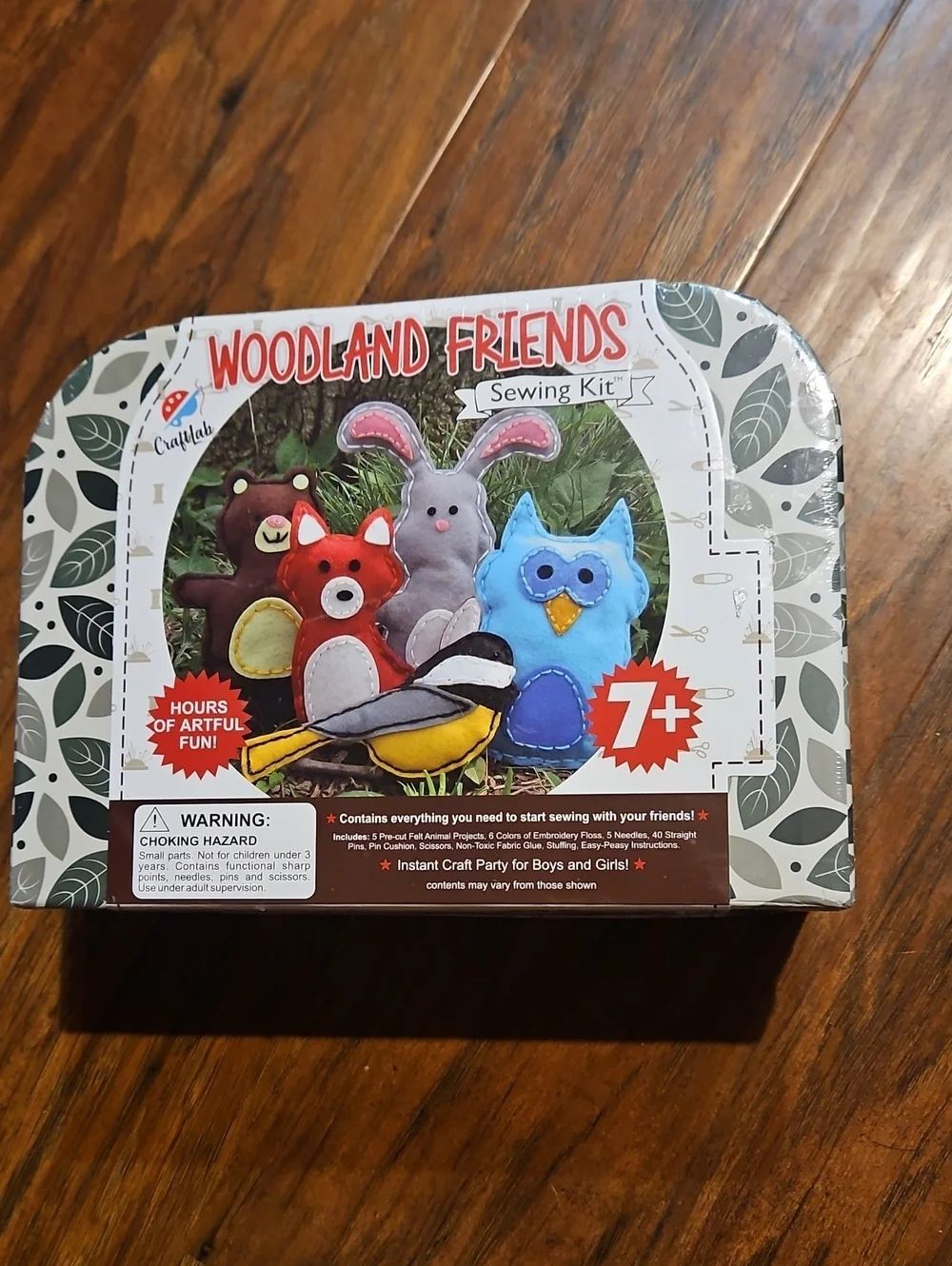 Woodland Friends Sewing Kit - Blue/Red/Brown Plush Characters